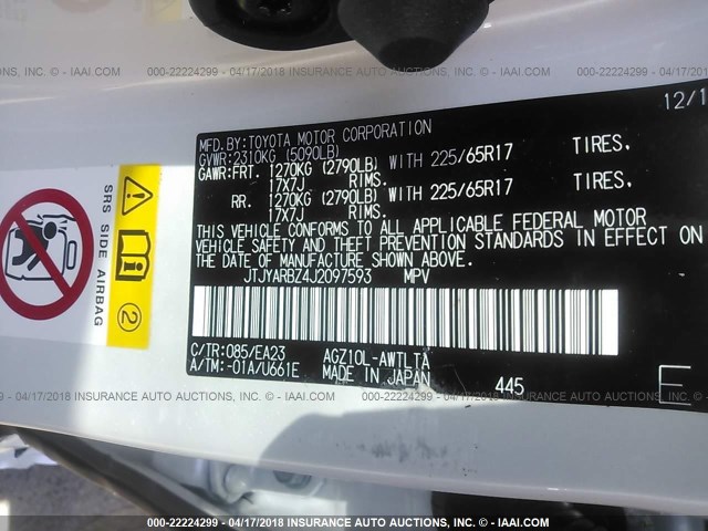 JTJYARBZ4J2097593 - 2018 LEXUS NX 300/BASE/F SPORT 白色 照片 9