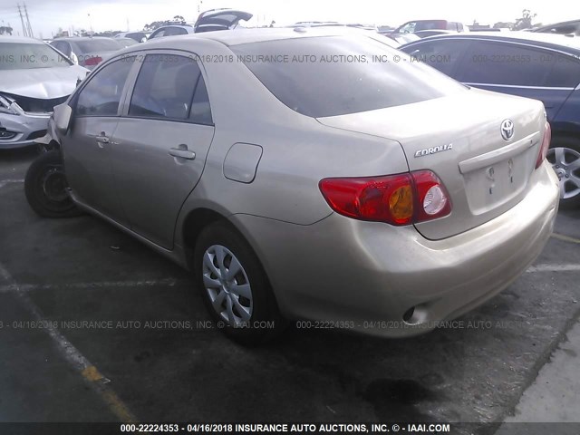 1NXBU40E89Z140086 - 2009 TOYOTA COROLLA S/LE/XLE GOLD photo 3