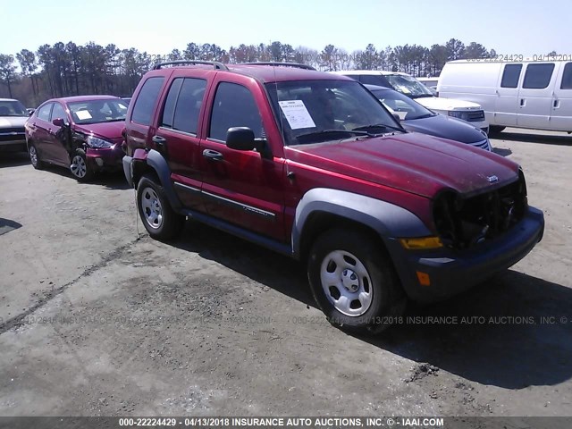 1J4GL48K37W538390 - 2007 JEEP LIBERTY SPORT MAROON photo 1