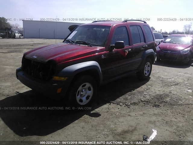 1J4GL48K37W538390 - 2007 JEEP LIBERTY SPORT MAROON photo 2