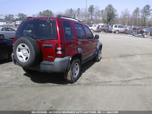 1J4GL48K37W538390 - 2007 JEEP LIBERTY SPORT MAROON photo 4