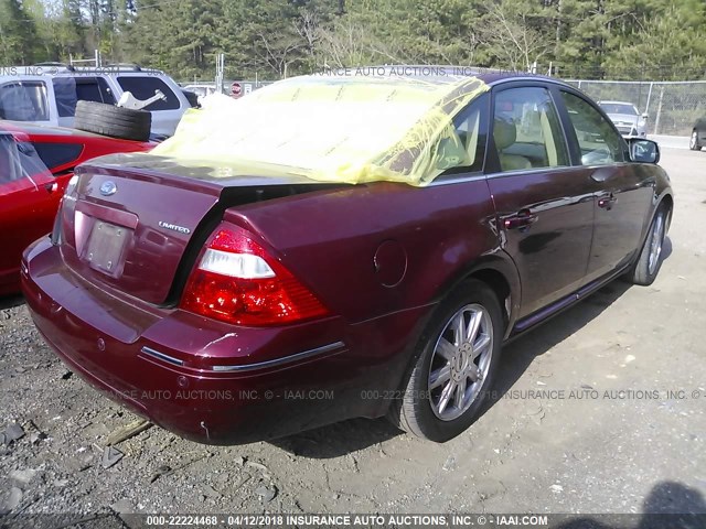 1FAHP25196G158130 - 2006 FORD FIVE HUNDRED LIMITED BURGUNDY photo 4