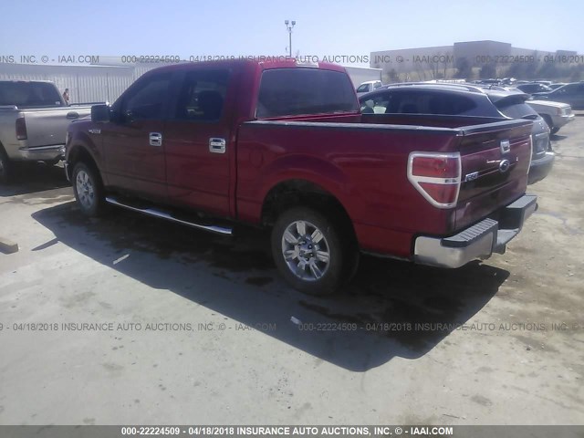 1FTEW1C85AFA98520 - 2010 FORD F150 SUPERCREW RED photo 3