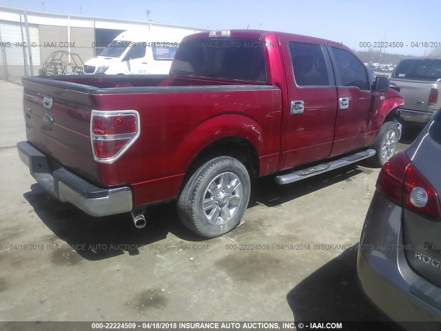 1FTEW1C85AFA98520 - 2010 FORD F150 SUPERCREW RED photo 4