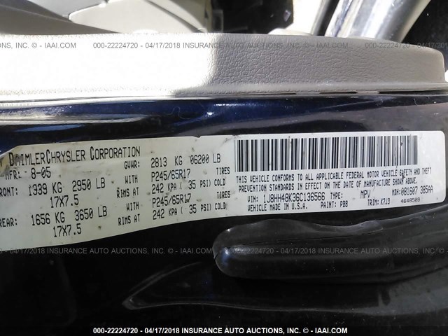 1J8HH48K36C136566 - 2006 JEEP COMMANDER 蓝色 照片 9