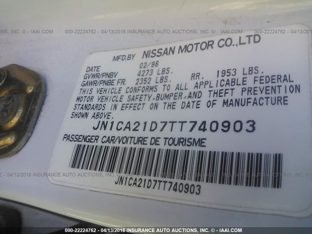 JN1CA21D7TT740903 - 1996 NISSAN MAXIMA GLE/GXE/SE WHITE photo 9