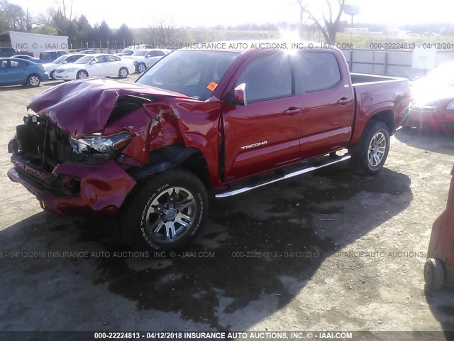 5TFAZ5CN1GX001707 - 2016 TOYOTA TACOMA DBL CAB/SR5/TRD SPORT/OR RED photo 2