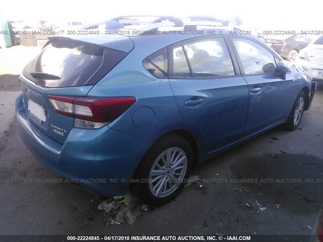 4S3GTAB60H3752529 - 2017 SUBARU IMPREZA PREMIUM BLUE photo 4