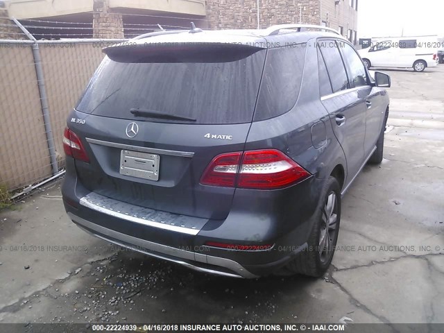 4JGDA5HB2CA020603 - 2012 MERCEDES-BENZ ML 350 4MATIC BLUE photo 4