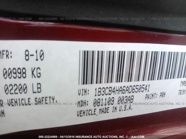 1B3CB4HA6AD650541 - 2010 DODGE CALIBER SXT RED photo 9