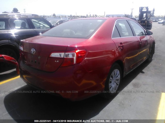 4T4BF1FK6CR182730 - 2012 TOYOTA CAMRY SE/LE/XLE RED photo 4