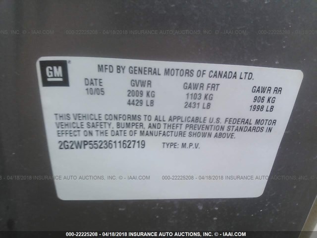 2G2WP552361162719 - 2006 PONTIAC GRAND PRIX TAN photo 9