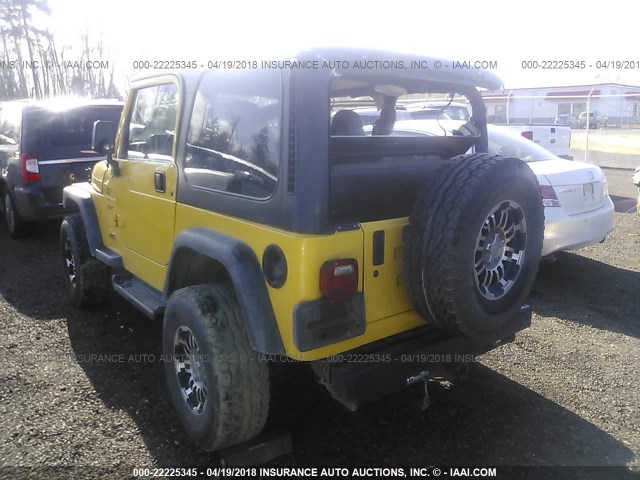 1J4FA49S9YP772075 - 2000 JEEP WRANGLER / TJ SPORT YELLOW photo 3