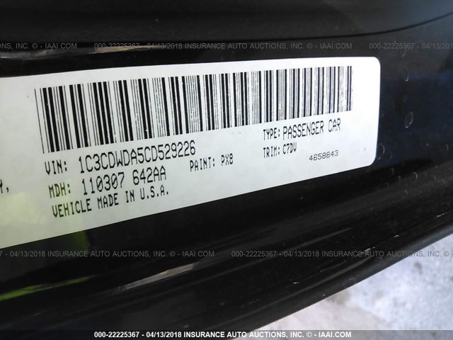 1C3CDWDA5CD529226 - 2012 DODGE CALIBER SXT BLACK photo 9