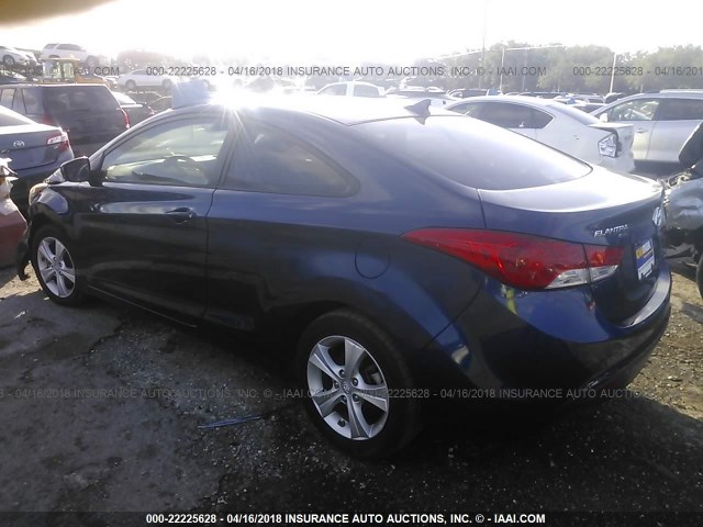 KMHDH6AE5DU016440 - 2013 HYUNDAI ELANTRA COUPE GS/SE BLUE photo 3