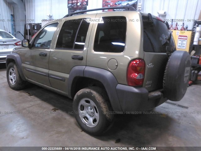 1J4GL48K44W139631 - 2004 JEEP LIBERTY SPORT GREEN photo 3