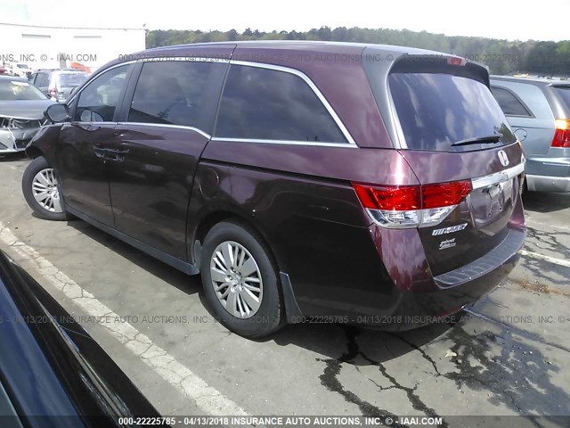 5FNRL5H23FB063136 - 2015 HONDA ODYSSEY LX MAROON photo 3