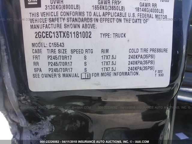 2GCEC13TX61181002 - 2006 CHEVROLET SILVERADO C1500 BLUE photo 9