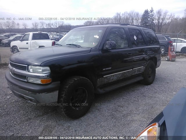 1GNEK13T01R130117 - 2001 CHEVROLET TAHOE K1500 BLACK photo 2