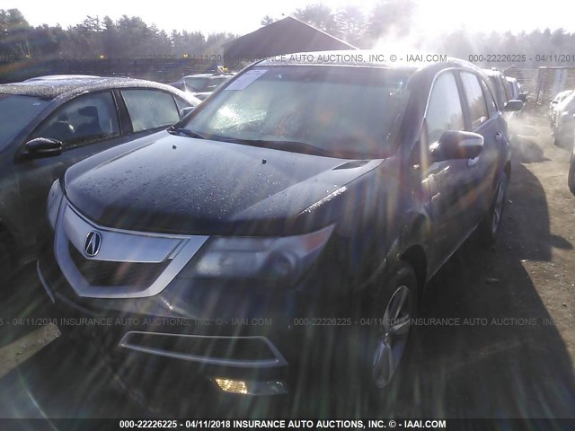2HNYD2H65BH510851 - 2011 ACURA MDX TECHNOLOGY BLUE photo 2