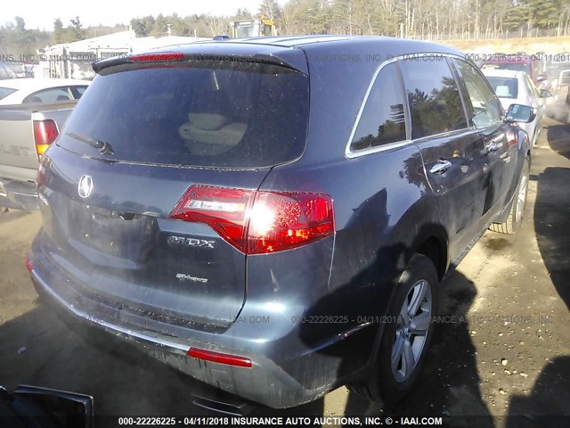 2HNYD2H65BH510851 - 2011 ACURA MDX TECHNOLOGY BLUE photo 4