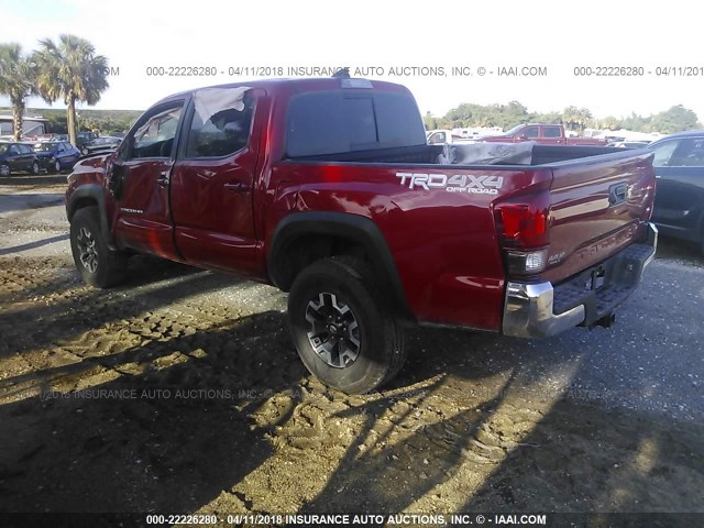 5TFCZ5AN3HX062795 - 2017 TOYOTA TACOMA DBL CAB/SR/TRDSPT/OR/PRO RED photo 3