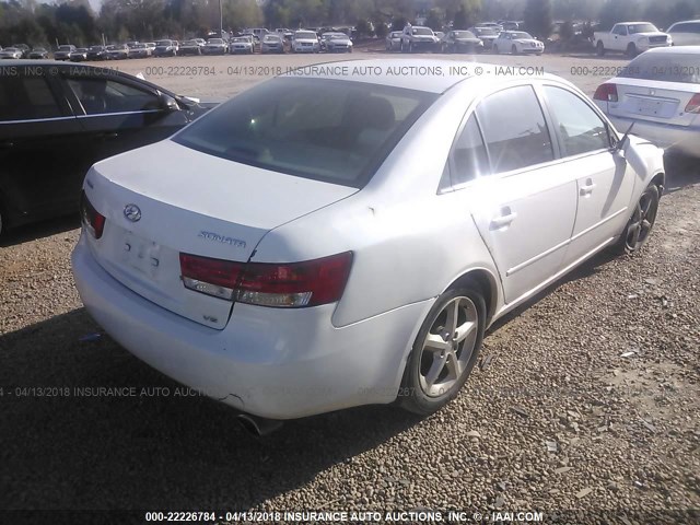 5NPEU46F67H230121 - 2007 HYUNDAI SONATA SE/LIMITED WHITE photo 4