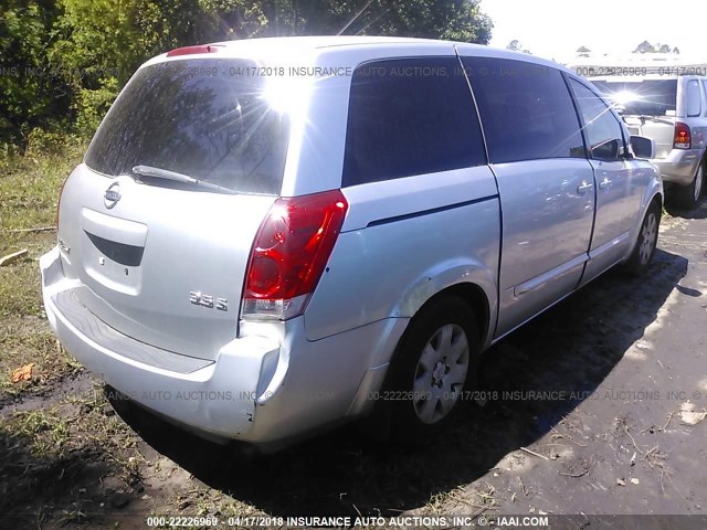 5N1BV28U34N329891 - 2004 NISSAN QUEST S/SE/SL SILVER photo 4