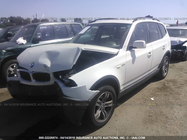 WBXPA93444WC32673 - 2004 BMW X3 3.0I WHITE photo 2