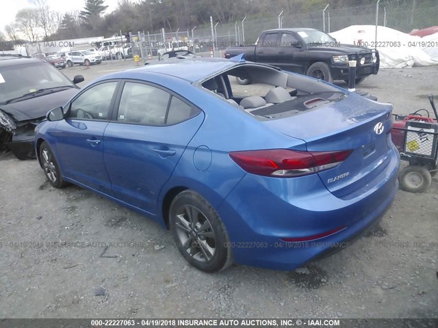 5NPD84LFXJH258726 - 2018 HYUNDAI ELANTRA SEL/VALUE/LIMITED BLUE photo 3