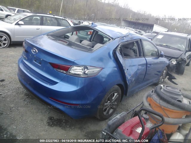 5NPD84LFXJH258726 - 2018 HYUNDAI ELANTRA SEL/VALUE/LIMITED BLUE photo 4