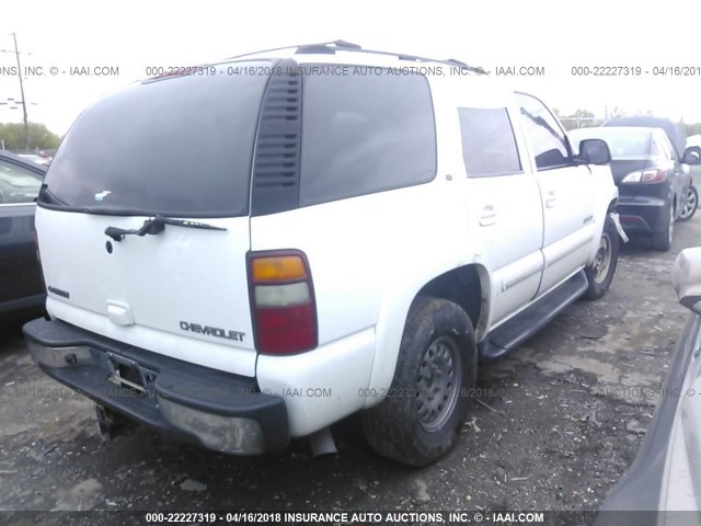 1GNEC13T81R164500 - 2001 CHEVROLET TAHOE C1500 WHITE photo 4