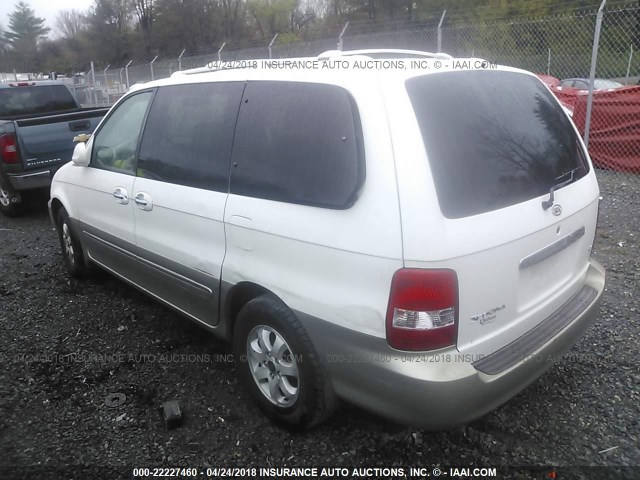 KNDUP131856613852 - 2005 KIA SEDONA EX/LX WHITE photo 3