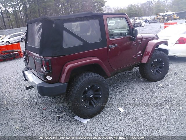 1J8FA54119L768730 - 2009 JEEP WRANGLER SAHARA BURGUNDY photo 4