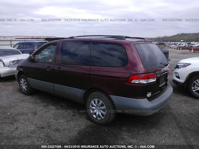 4T3ZF13C92U460399 - 2002 TOYOTA SIENNA LE/XLE BURGUNDY photo 3