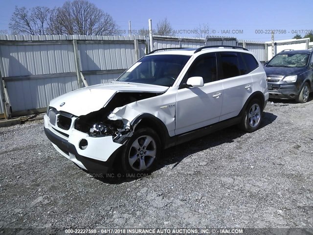 WBXPC93497WF15472 - 2007 BMW X3 3.0SI WHITE photo 2