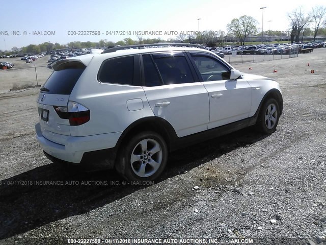 WBXPC93497WF15472 - 2007 BMW X3 3.0SI WHITE photo 4