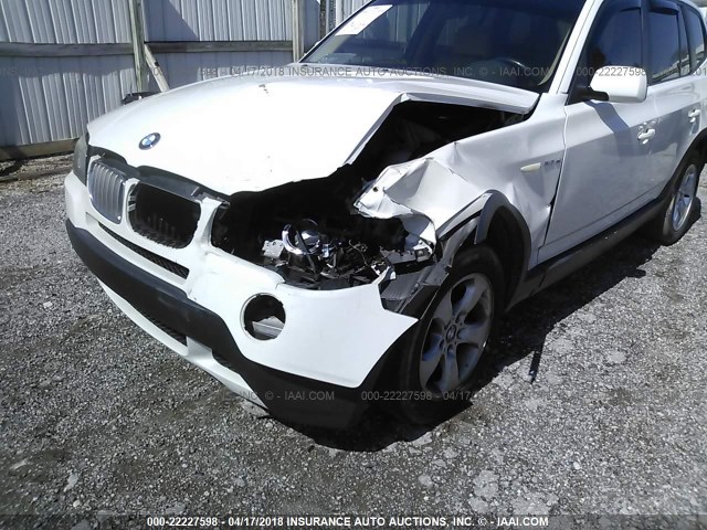 WBXPC93497WF15472 - 2007 BMW X3 3.0SI WHITE photo 6