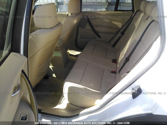 WBXPC93497WF15472 - 2007 BMW X3 3.0SI WHITE photo 8