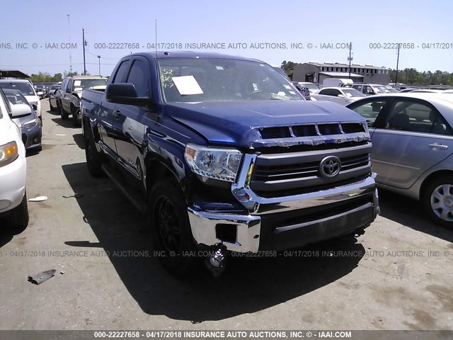 5TFRM5F14EX072780 - 2014 TOYOTA TUNDRA DOUBLE CAB SR/SR5 BLUE photo 1