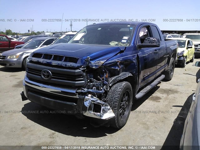 5TFRM5F14EX072780 - 2014 TOYOTA TUNDRA DOUBLE CAB SR/SR5 BLUE photo 2