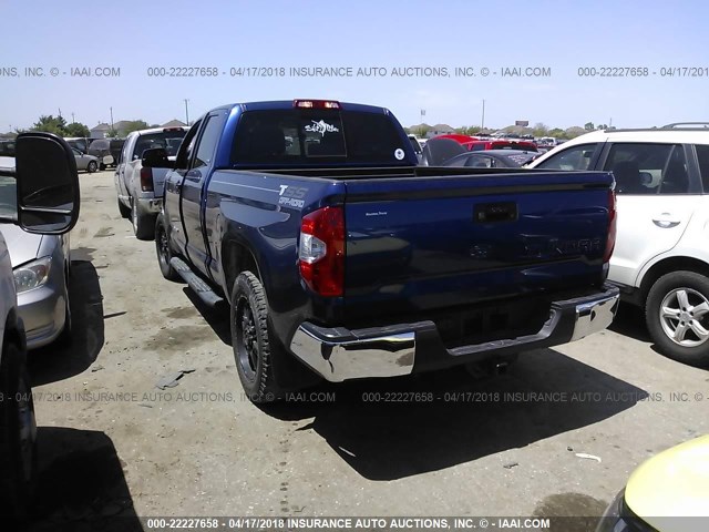 5TFRM5F14EX072780 - 2014 TOYOTA TUNDRA DOUBLE CAB SR/SR5 BLUE photo 3