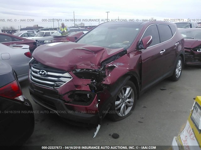 5XYZWDLA2DG062467 - 2013 HYUNDAI SANTA FE SPORT  MAROON photo 2