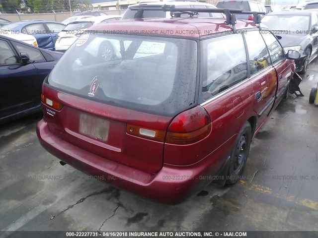 4S3BK6256S7327821 - 1995 SUBARU LEGACY BRIGHTON RED photo 4