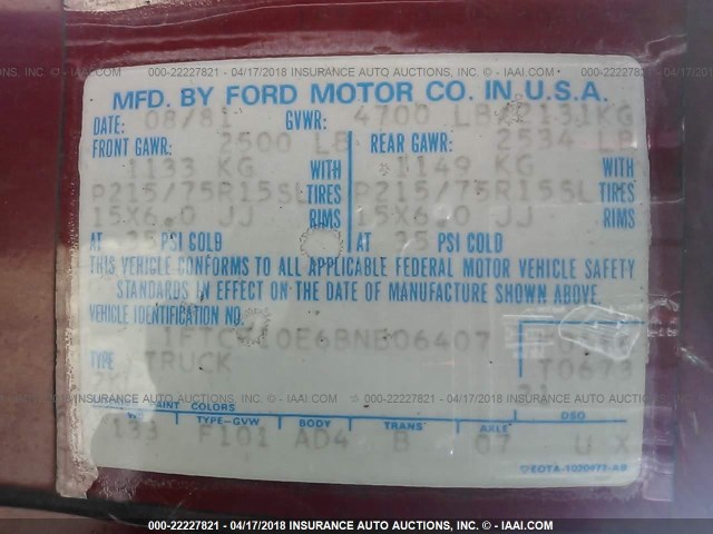 1FTCF10E6BNB06407 - 1981 FORD F100 RED photo 9