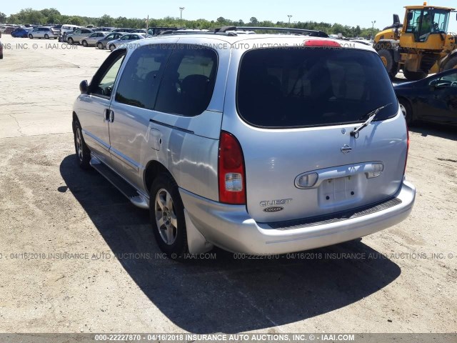 4N2ZN15T31D805340 - 2001 NISSAN QUEST GXE SILVER photo 3