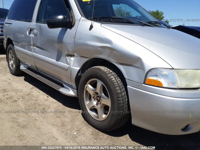 4N2ZN15T31D805340 - 2001 NISSAN QUEST GXE SILVER photo 6