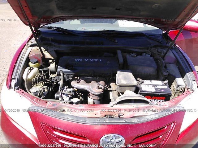 4T1BE46KX7U176501 - 2007 TOYOTA CAMRY NEW GENERAT CE/LE/XLE/SE RED photo 10
