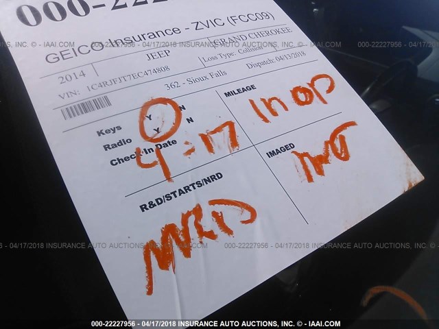 1C4RJFJT7EC474808 - 2014 JEEP GRAND CHEROKEE SUMMIT Ağ foto 7