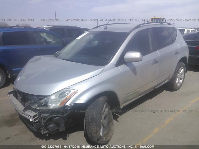 JN8AZ08W57W621717 - 2007 NISSAN MURANO SL/SE/S SILVER photo 2
